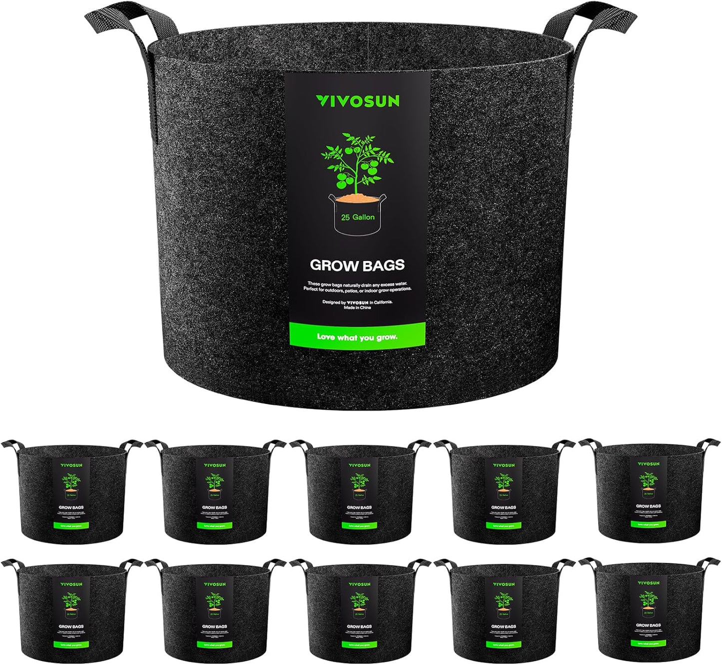 VIVOSUN 10-Pack 25 Gallon Grow Bags for Gardening and Planting
