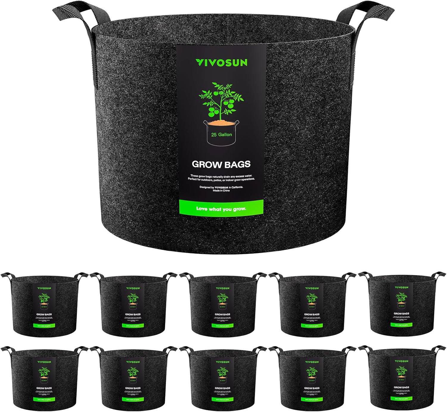 VIVOSUN 10-Pack 25 Gallon Grow Bags for Gardening and Planting