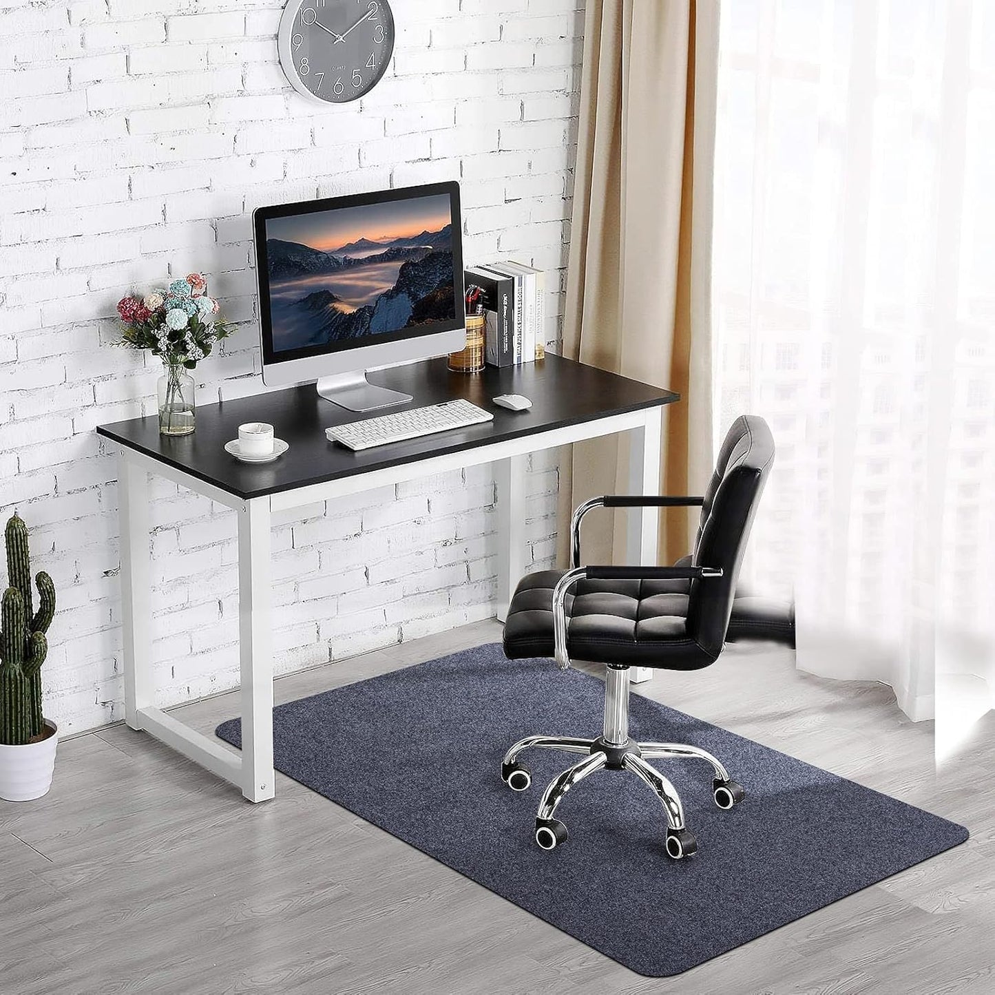Large Anti-Slip Office Chair Mat for Hardwood & Tile Floors - Dark Gray