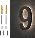 7 Inch Backlit LED House Number 9 - Modern Illuminated Address