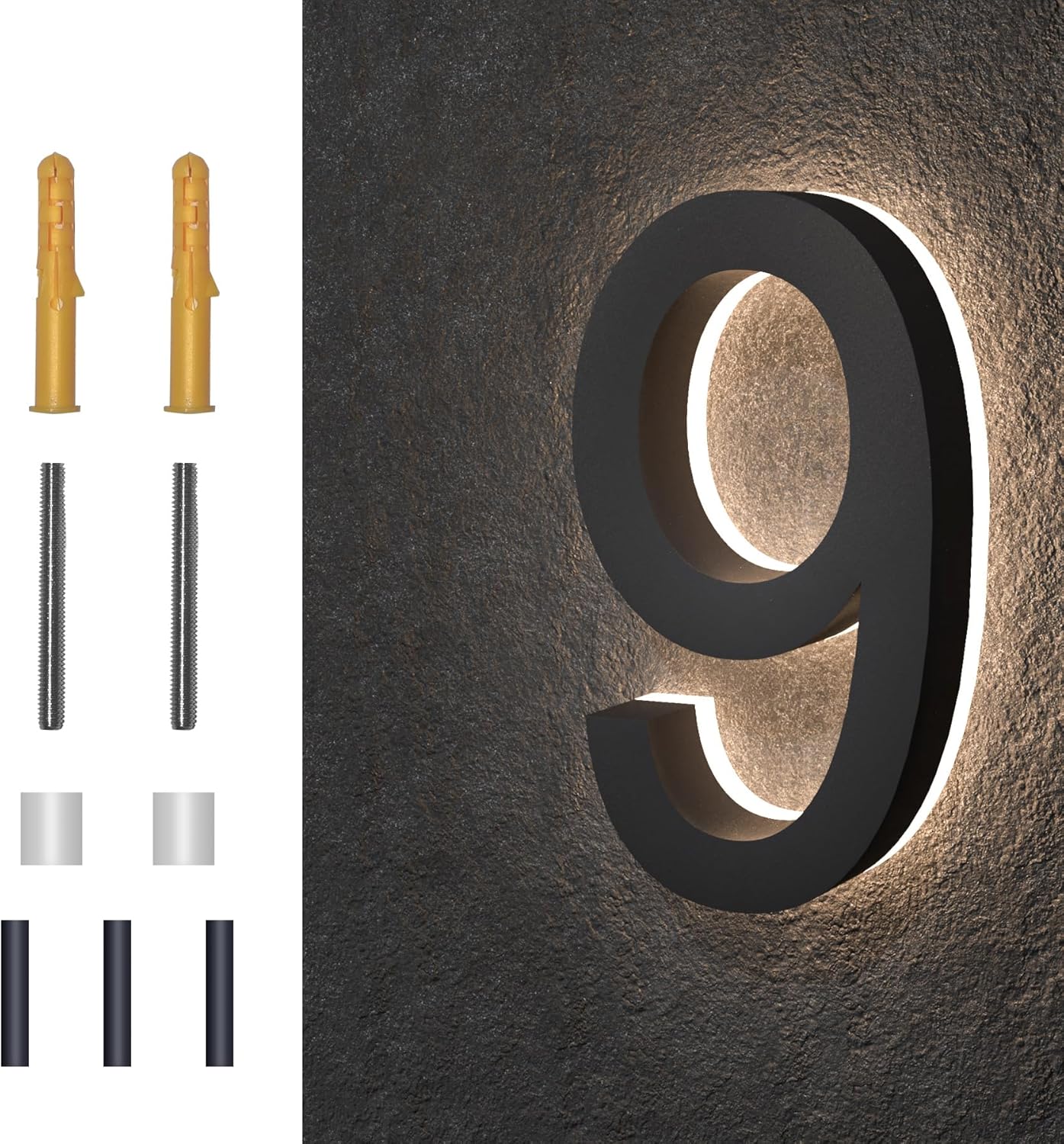 7 Inch Backlit LED House Numbers for Modern Home Address Display