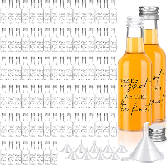 Bokon 100 Pcs Mini Wedding Liquor Bottles for Guests' Shots