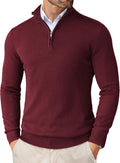 Quarter Zip Pullover Sweater Slim Fit Mock Neck - Lightweight Layering