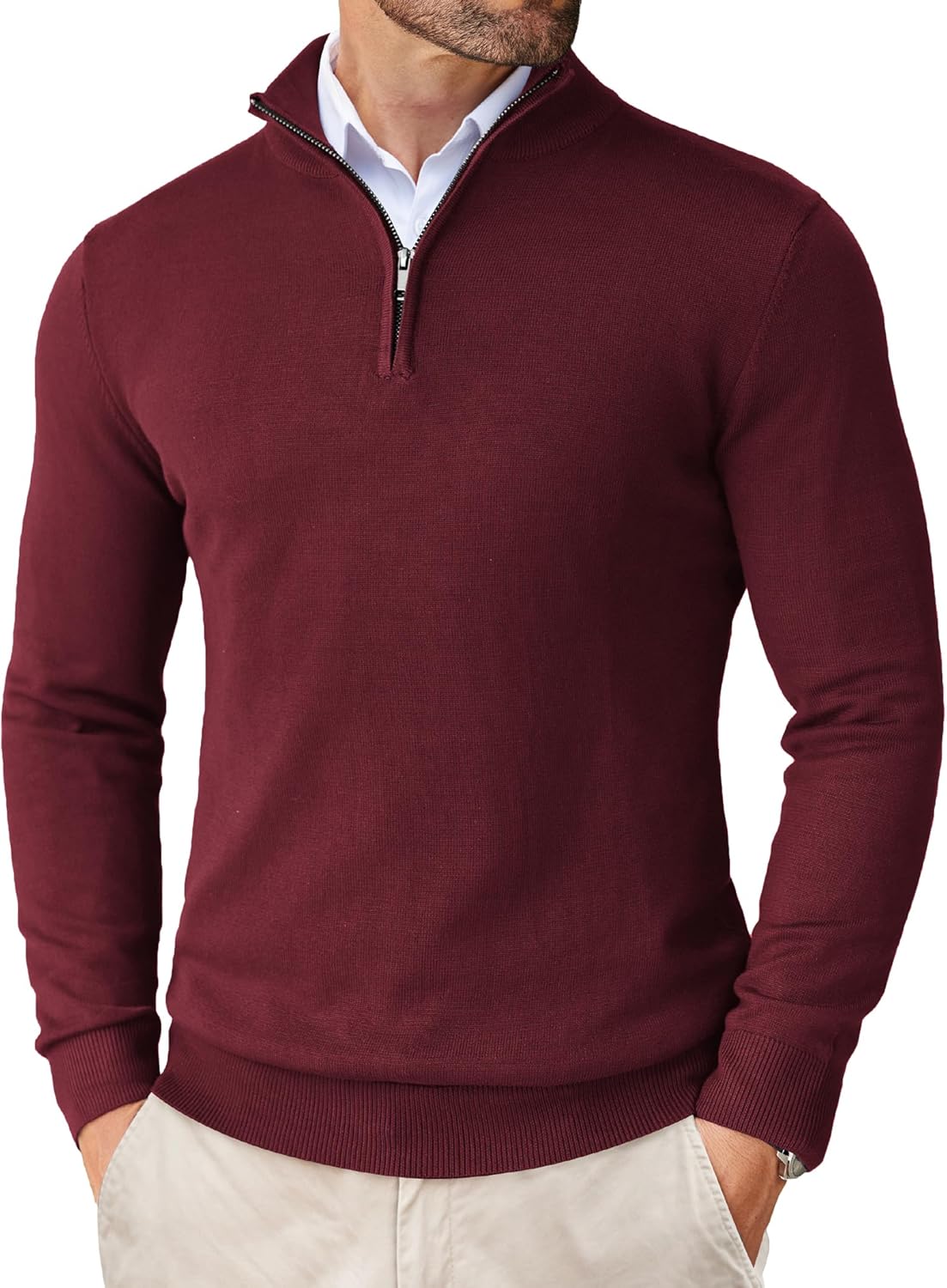 COOFANDY Men's Quarter Zip Up Sweaters for Stylish Comfort