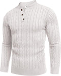Men Casual Knit Henley Sweater Slim Fit Twisted Pullover - Warm & Soft