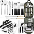 Portable Camping Kitchen Utensil Set - 27 Piece Cookware Kit