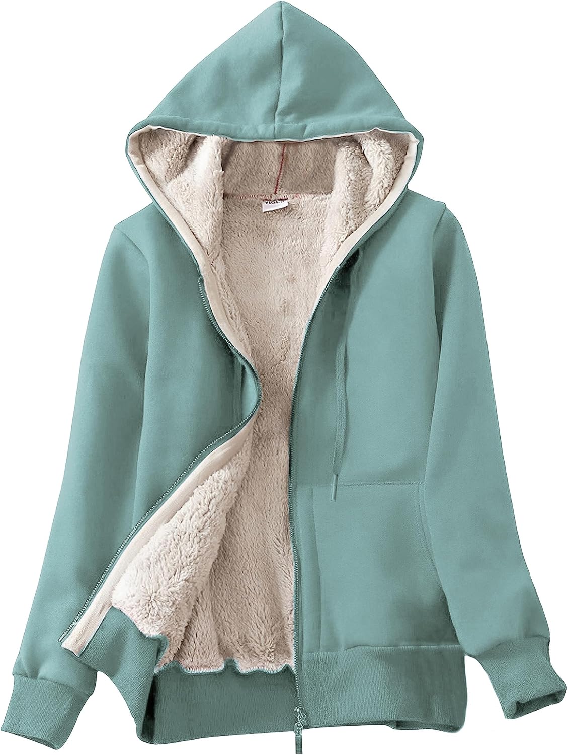 Yeokou Women's Casual Full Zip Up Sherpa Lined Hoodie Jacket