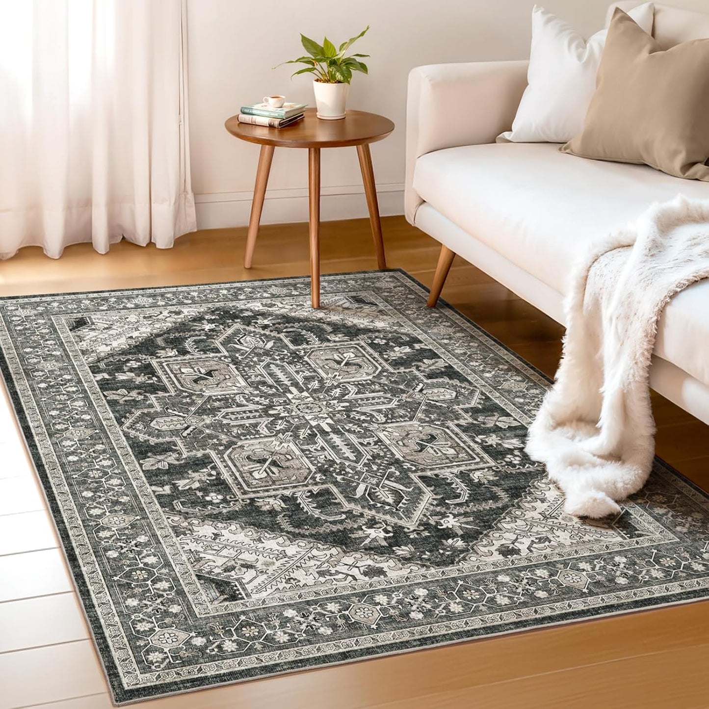 WITSHOCK 4x6 Living Room Area Rug: Soft, Washable, Non-Slip