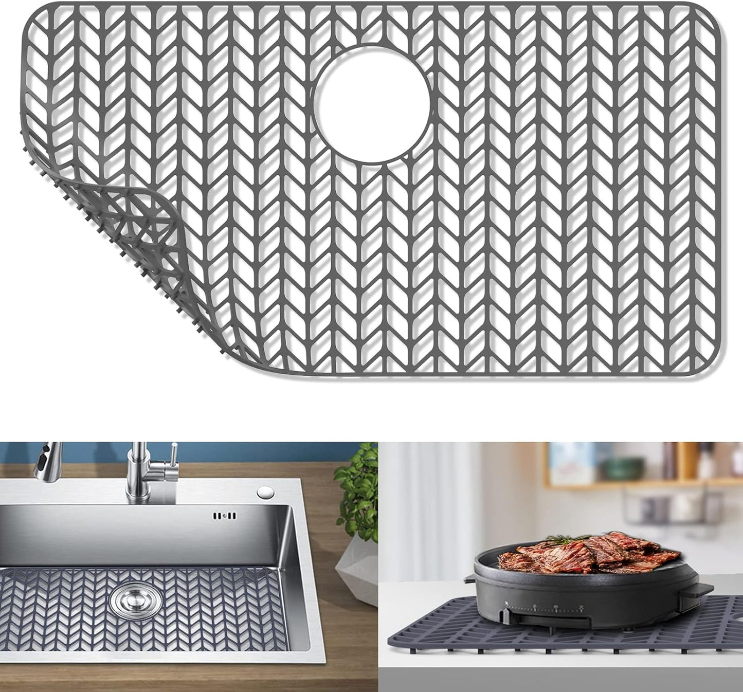 GUUKIN Sink Protectors for Kitchen Sink - Silicone Mat Grid