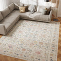 8x10 Washable Area Rug with Vintage Flower Design for Comfort