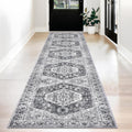 KOZYFLY 3x12 ft Hallway Runner Rug Grey/Blue - Thin Washable Runner