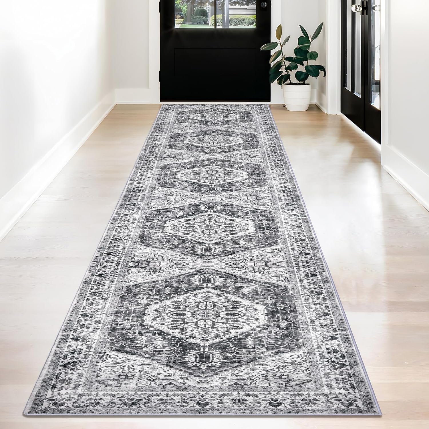 KOZYFLY 3x12 Ft Extra Long Washable Boho Runner Rug for Hallways