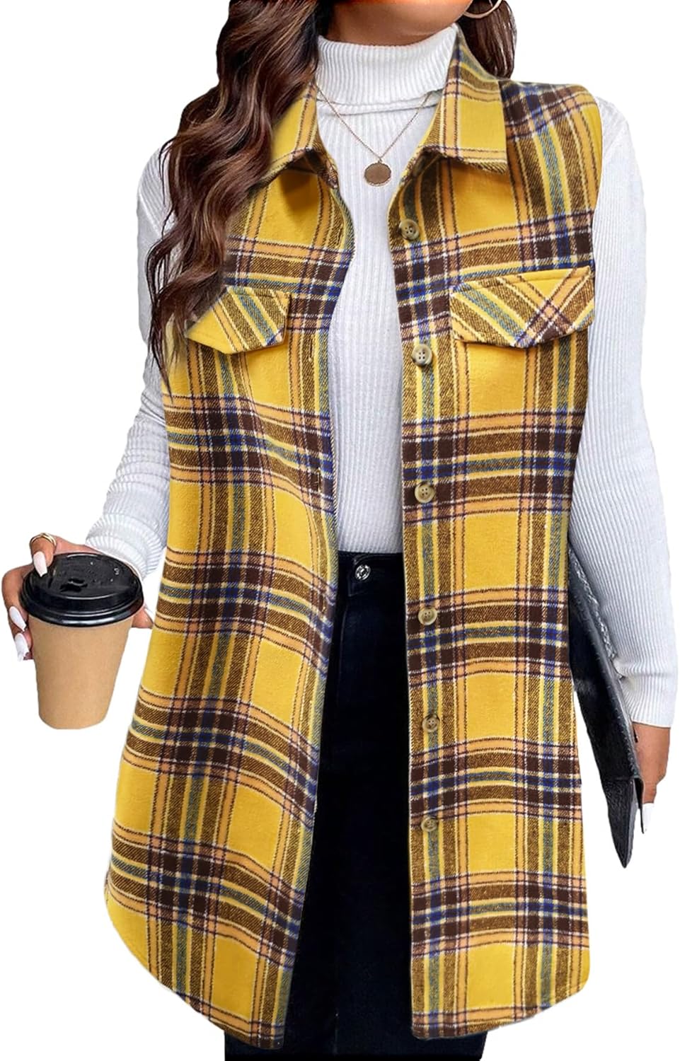 Mina Self Women's Fall Flannel Vest - Stylish & Versatile Layering