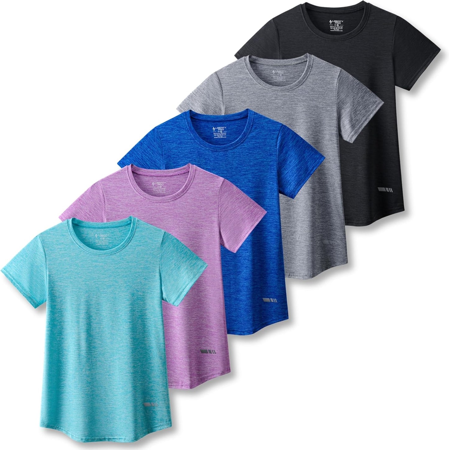 5 Pack Women's Dry Fit Short Sleeve T Shirts for Active Wear