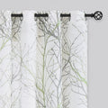 Linen Semi Sheer Curtains Sage Green White - Light Filtering Drapes