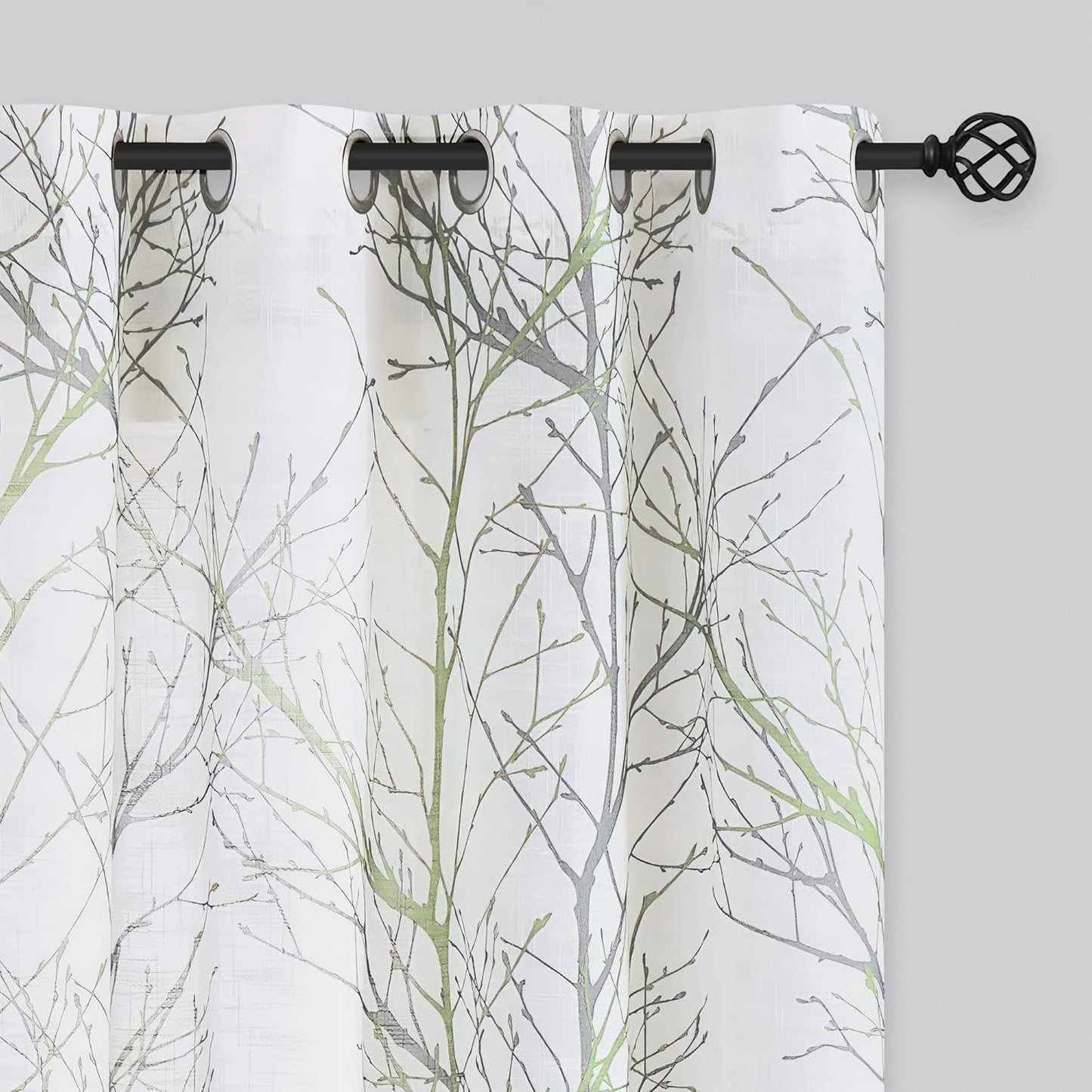 FMFUNCTEX Linen Semi Sheer Curtains for Bedroom and Living Room