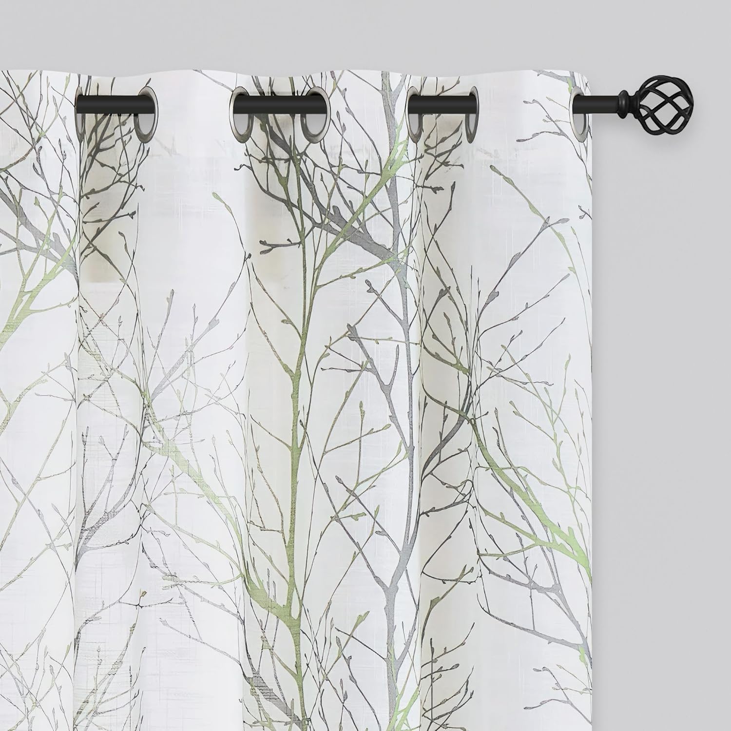 FMFUNCTEX Linen Semi Sheer Curtains for Bedroom and Living Room