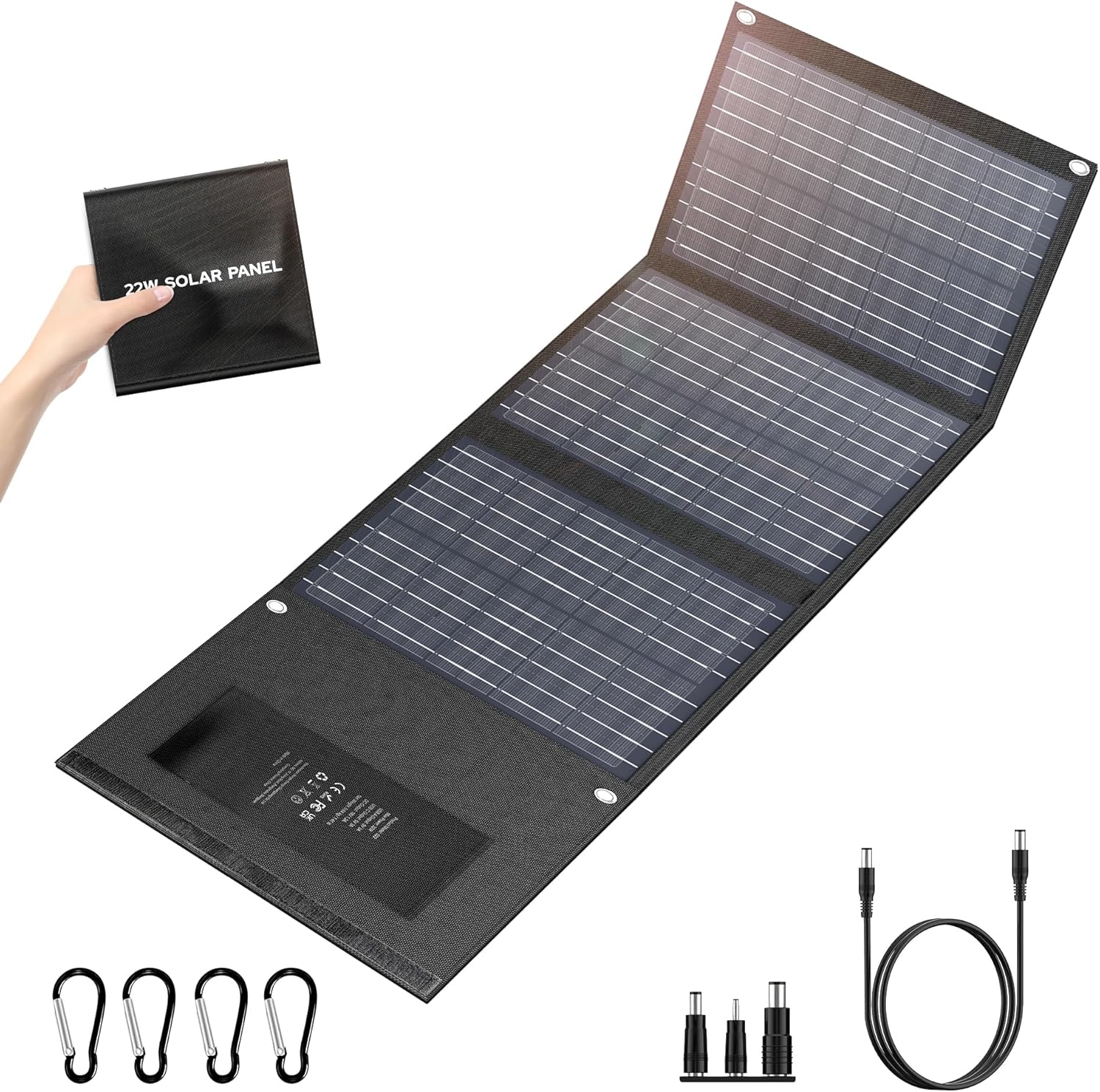 Portable 22W Solar Panel - Fast Charging for Camping