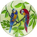Outdoor Birdbath Bowl 18in with Painted Parrot Design - Garden Accent