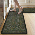 Collive Kitchen Mats for Floor Dark Green Floral - Cushioned Anti