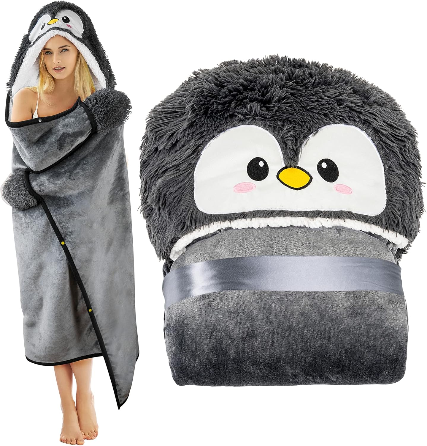Happy Fuel Penguin Hooded Blanket - Cozy & Warm