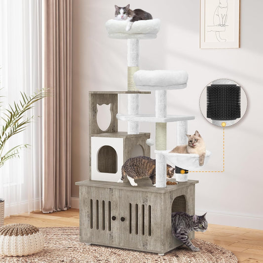 YITAHOME Cat Tree with Litter Box Enclosure for Cats