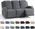 KinCam Recliner Sofa Covers 3 Seater - Stretch Stripe Jacquard Fit