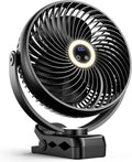 xasla 10000mAh Portable Clip On Fan with Light for Travel