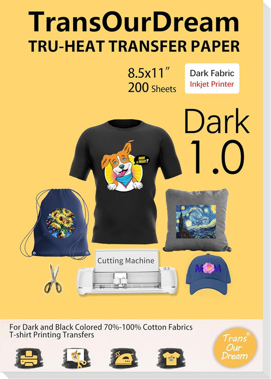TransOurDream Tru-Iron on Heat Transfer Paper for Dark Fabrics