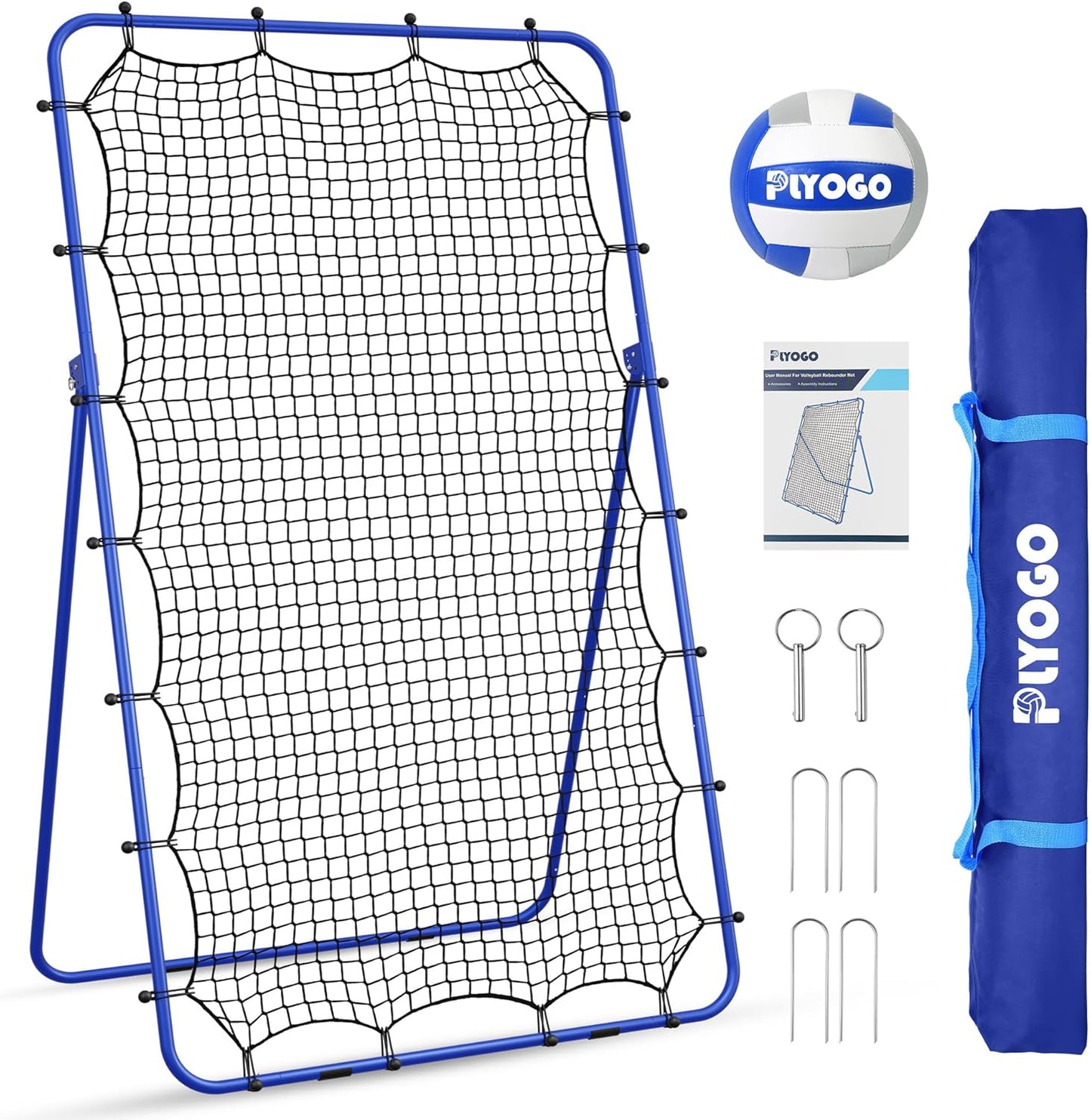 Volleyball Rebounder Net for Training with Adjustable Angles