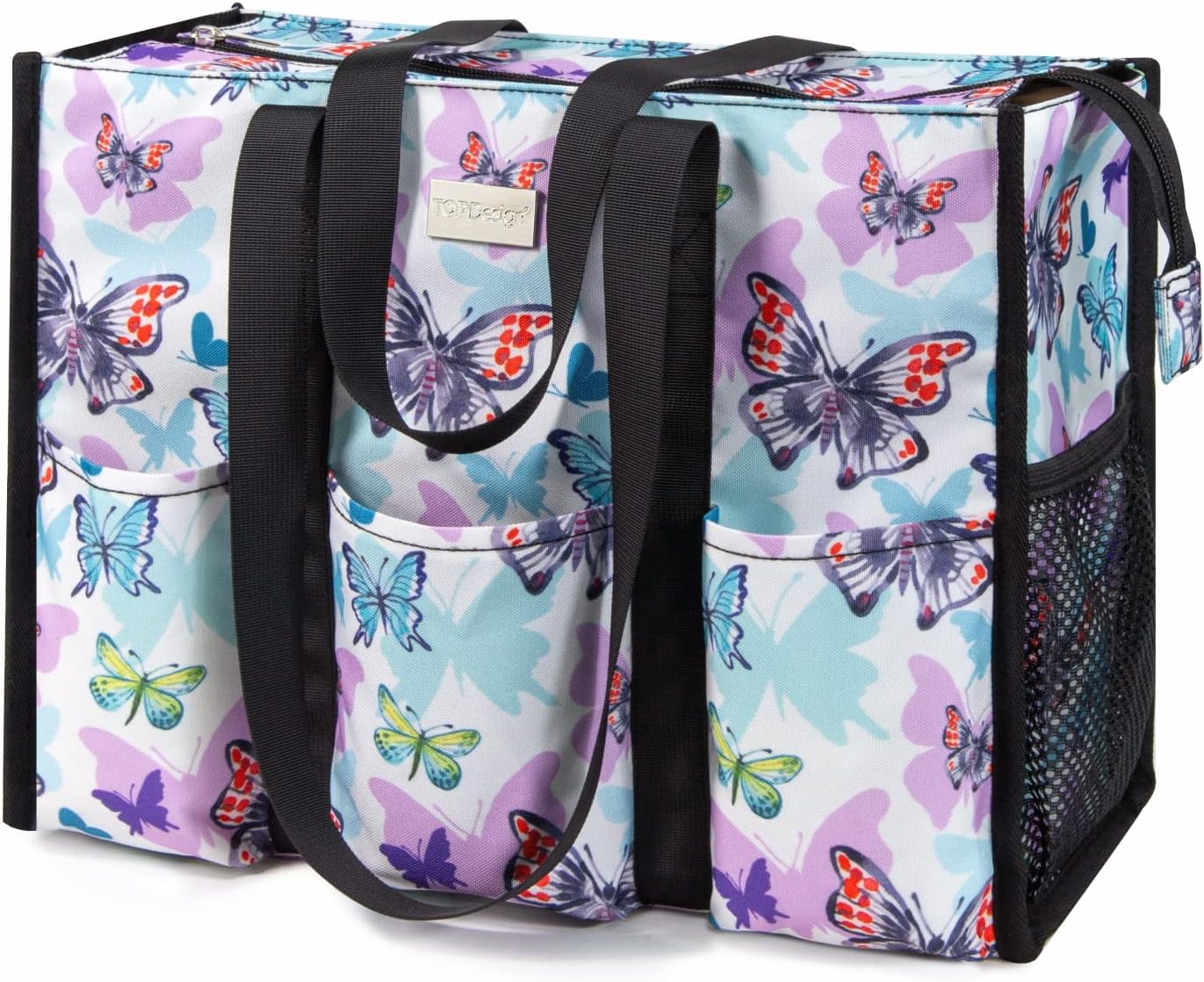 Utility Water Resistant Tote Bag with 13 Pockets for Women