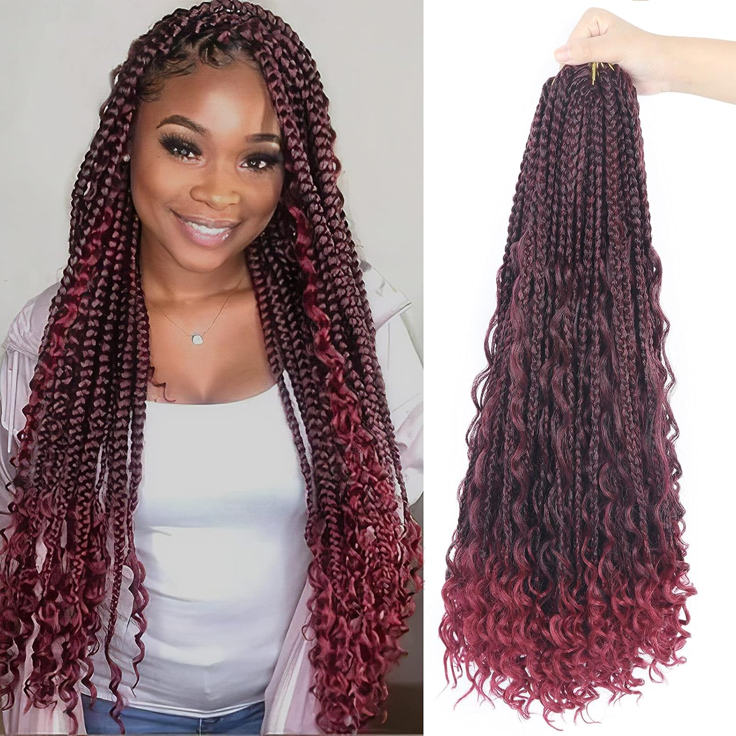 Goddess Box Braids Crochet Hair with Curly Ends for Black Women