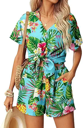 Ekouaer Womens Hawaiian 2 Piece Outfit for Summer Comfort