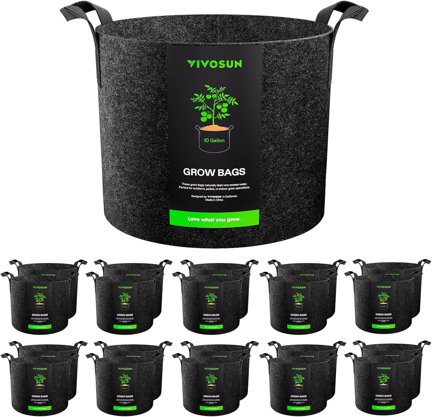 VIVOSUN 20-Pack 10 Gallon Grow Bags for Healthy Plants Growth