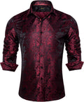 Luxurious Silk Paisley Dress Shirt for Men's Special Events