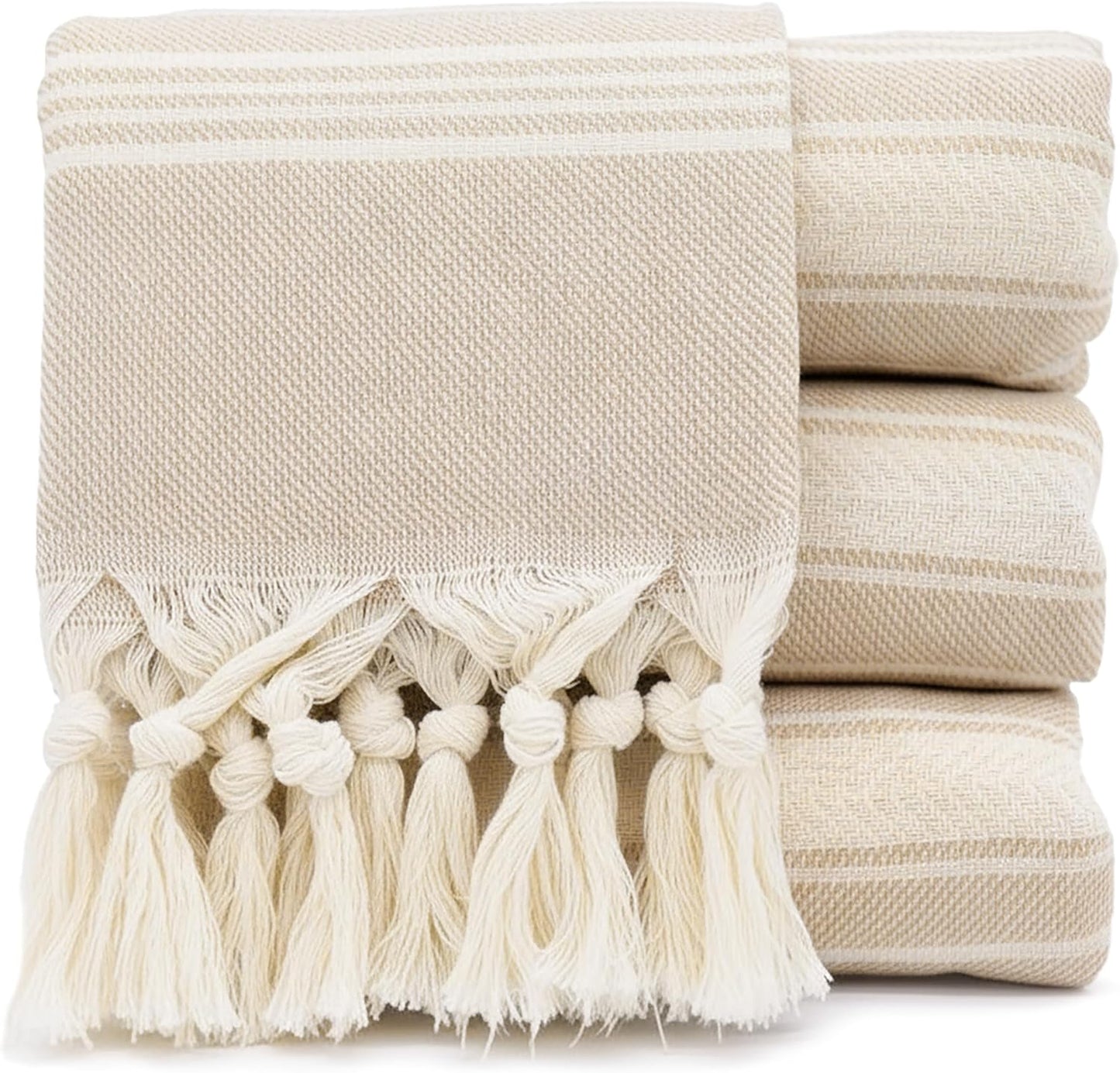 Turkish Hand Towels Set of 4 - Soft Cotton for Bathroom Use