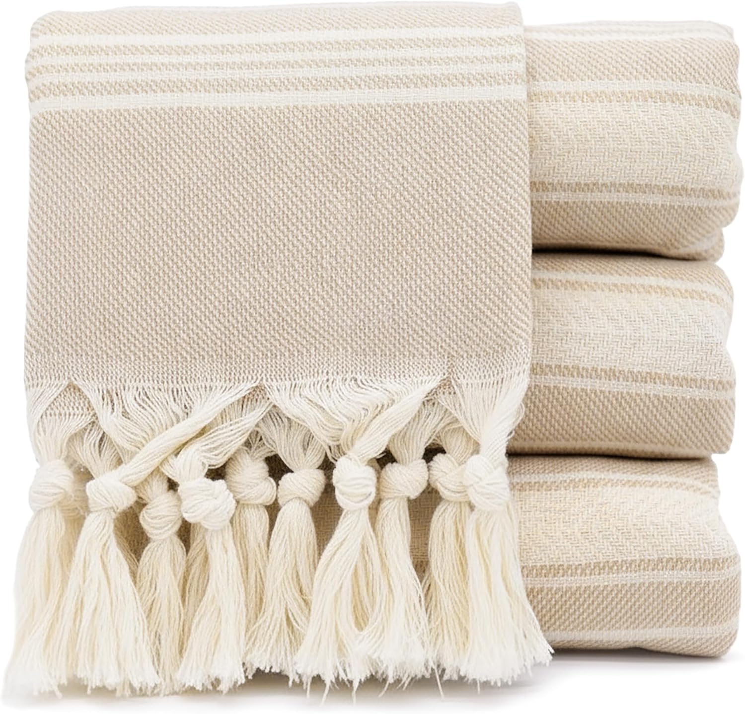 Turkish Hand Towels Set of 4 - Soft Cotton for Bathroom Use