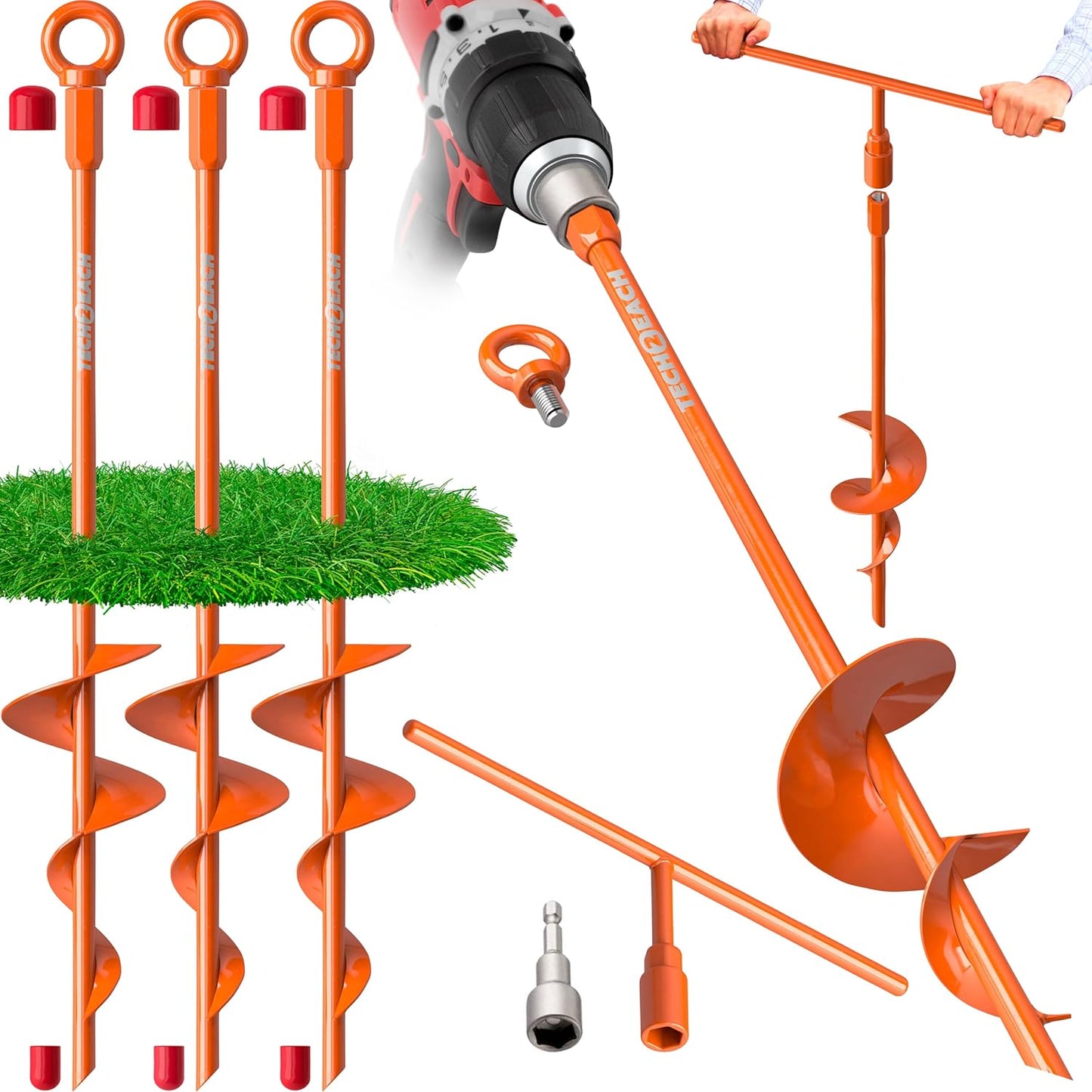 TECH2EACH Heavy Duty Ground Anchors - Secure Your Outdoor Gear!