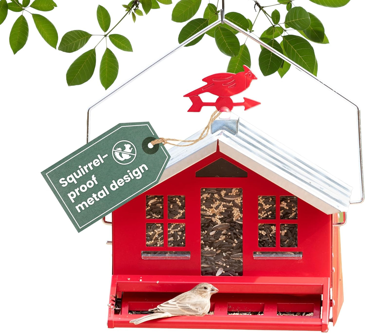 Squirrel-Proof Bird Feeder with Weathervane for Outdoors
