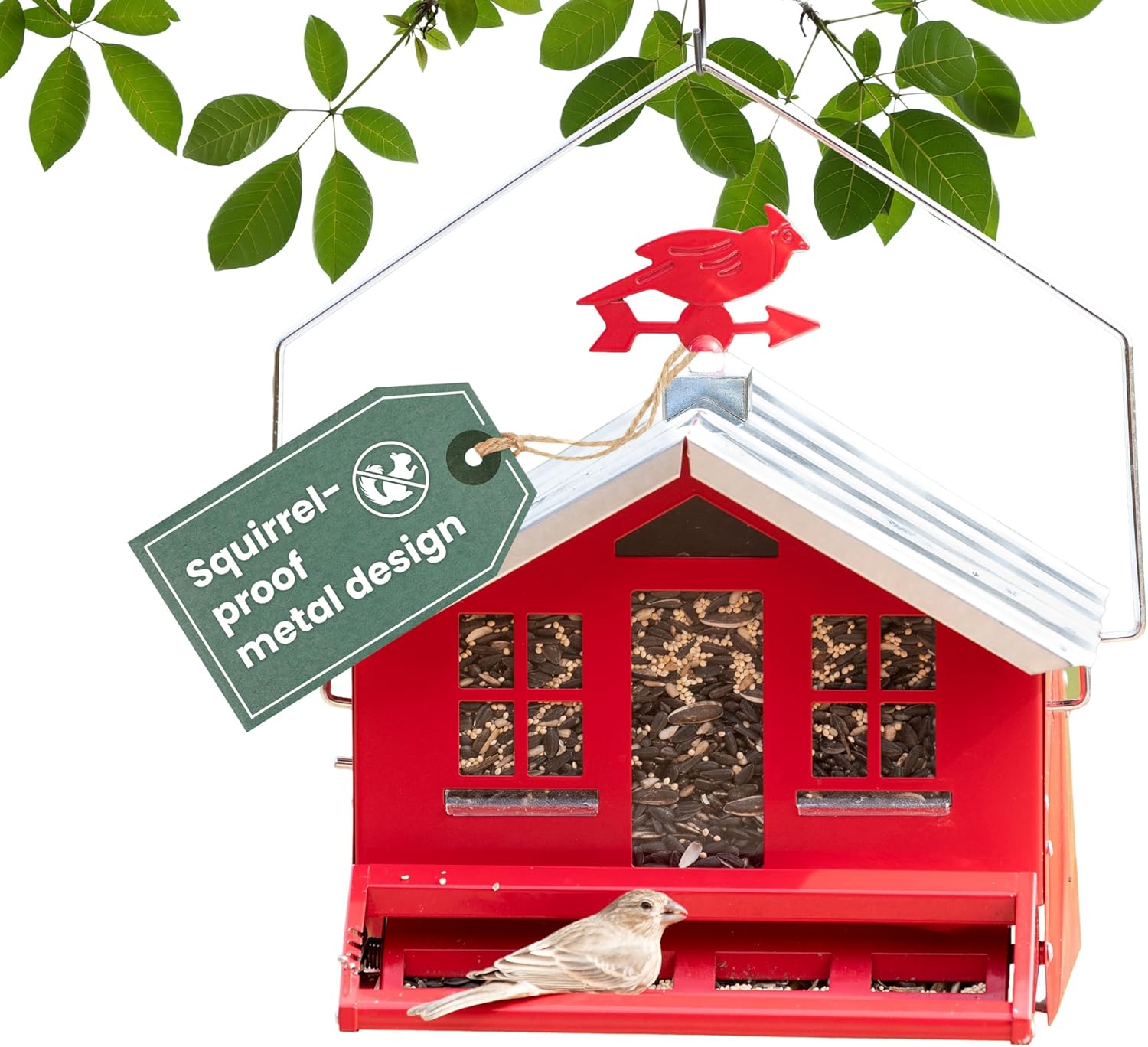 Squirrel-Proof Bird Feeder with Weathervane for Outdoors