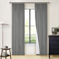 Dark Grey Blackout Curtains 80 in Long - Pleated Linen Thermal Drapes