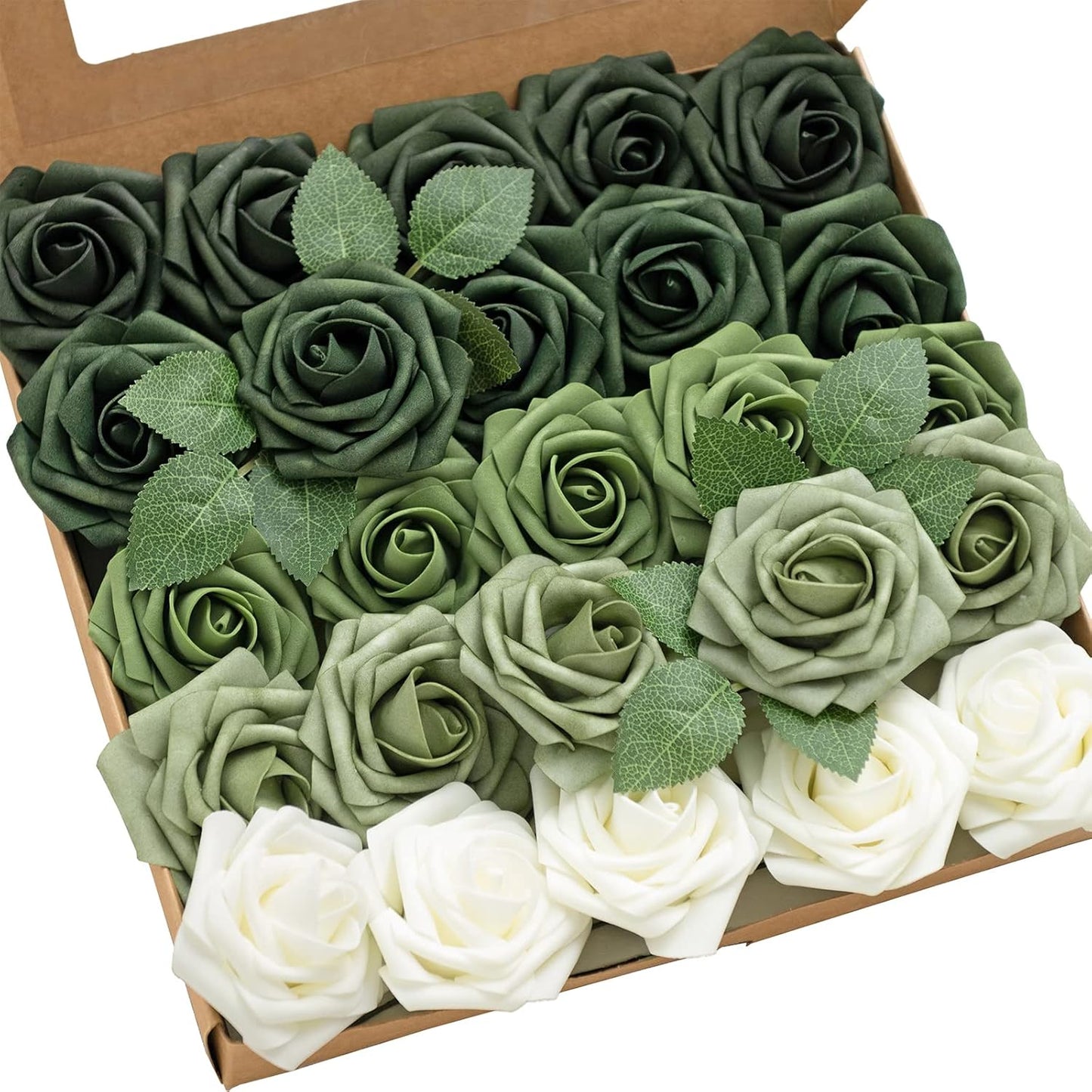 Ling's Moment Artificial Flowers: 50Pcs 3in Roses in Emerald Shades