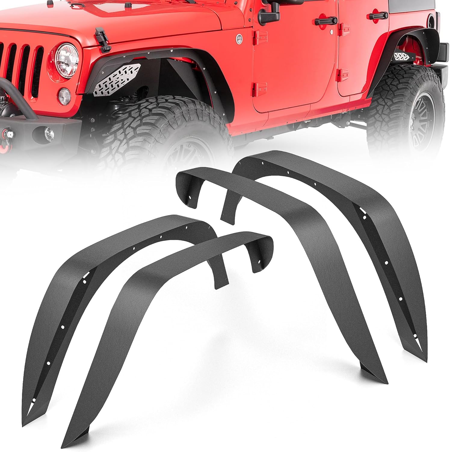 Flat Style Fender Flares Kit for 2007-2018 Jeep Wrangler JK