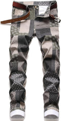 Men's Slim Fit Stretch Jeans Ripped Straight Leg - Comfortable Stretch