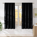 NICETOWN Black Faux Linen Room Darkening Curtains 63 in - Light