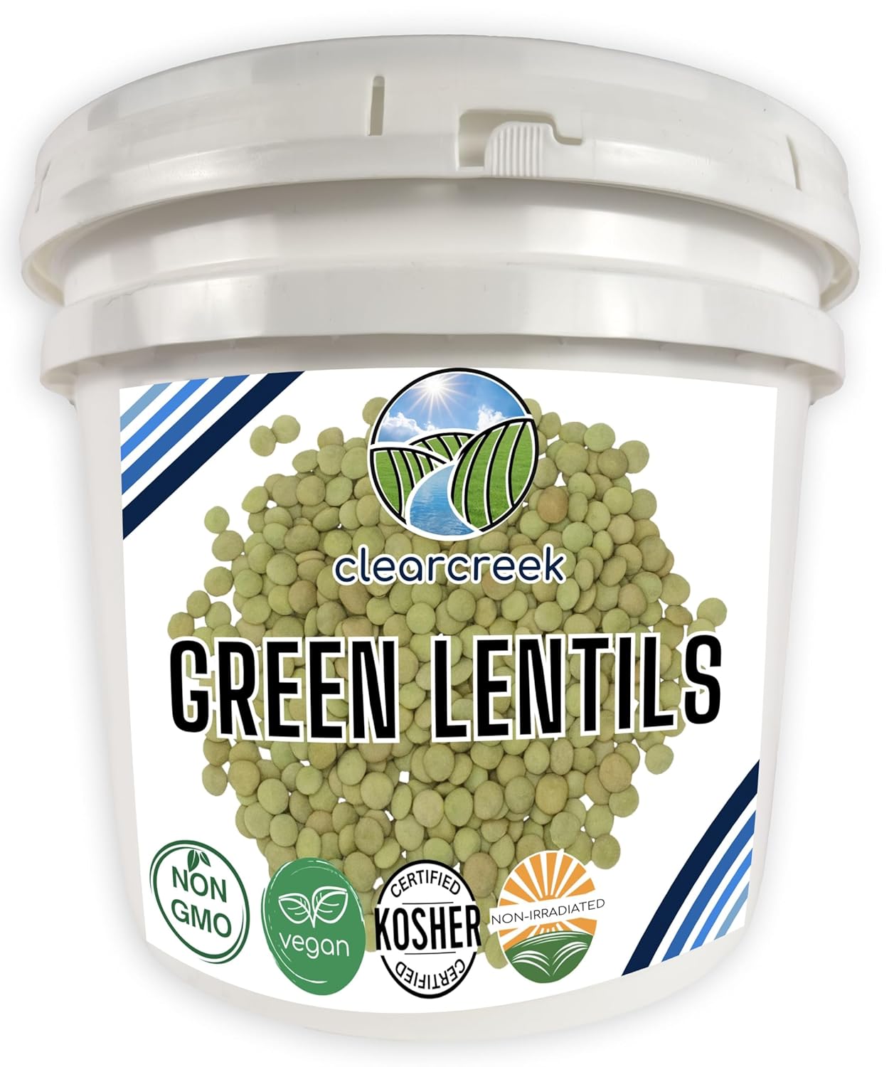 Clear Creek Green Lentils - Non-GMO, Vegan, 25 lb Bucket