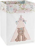 Malia Nursery Hamper - Appliqued Bear Cream Canvas with Pink Floral