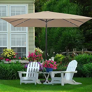 MEWAY 8x10ft Rectangular Patio Umbrella with Crank Lift System