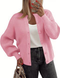 Cardigan Sweaters for Women Long Sleeve Chunky Knit - Soft Crewneck