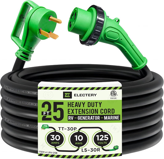 30 Amp 25 Ft RV Power Extension Cord with Twist Locking Adaptor